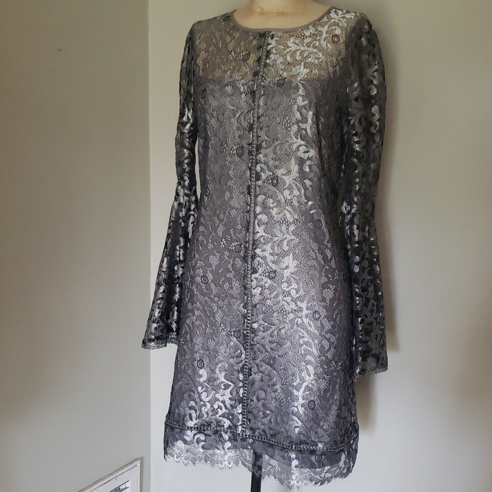 WHBM VTG Elegant Gray Lace Dress